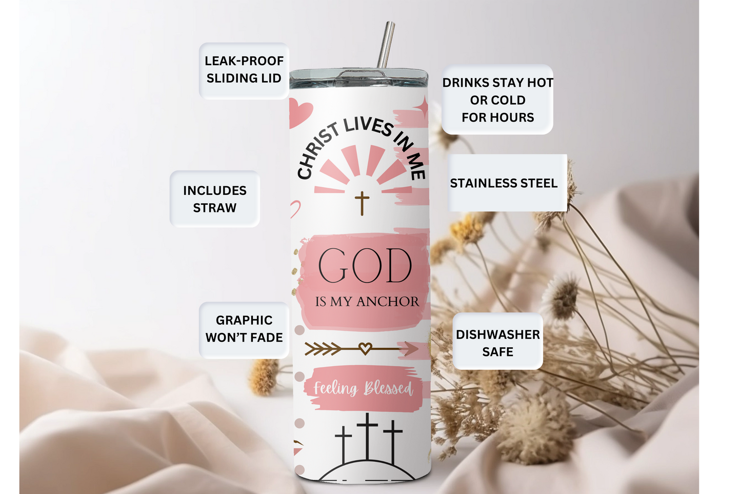 God is my Anchor 20 oz Stainless steel Tumbler