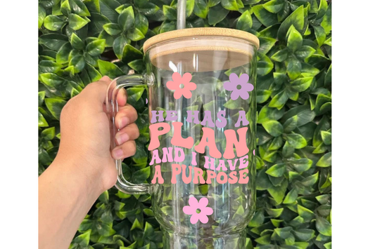 God's plan 40 oz glass tumbler
