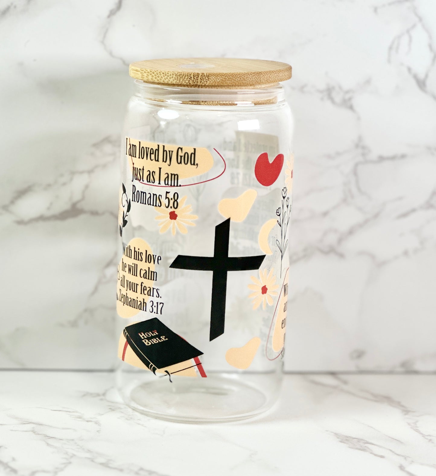 Bible Affirmations Glass Tumbler