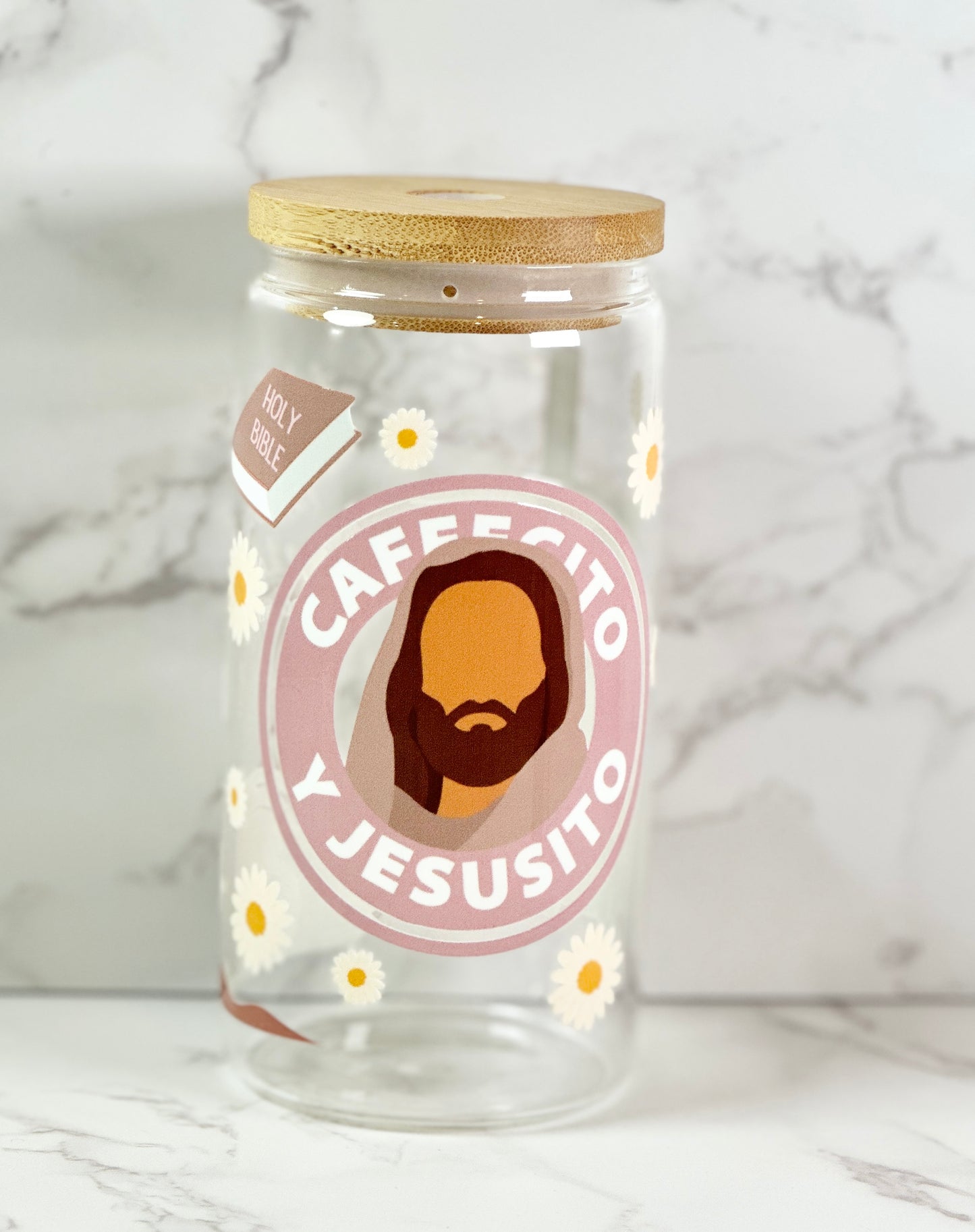 Cafecito Y Jesusito Glass Tumbler