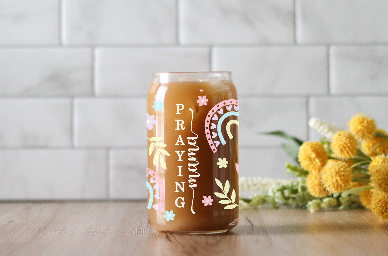 Praying Mama 16 oz Glass Tumbler