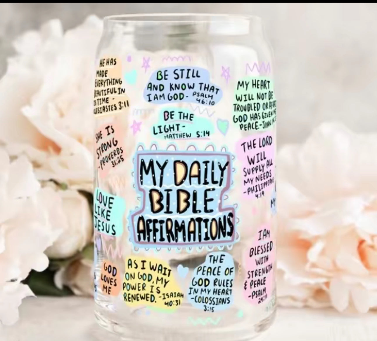 My Daily Bible Affirmations 16 oz Glass