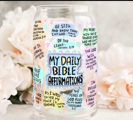 My Daily Bible Affirmations 16 oz Glass
